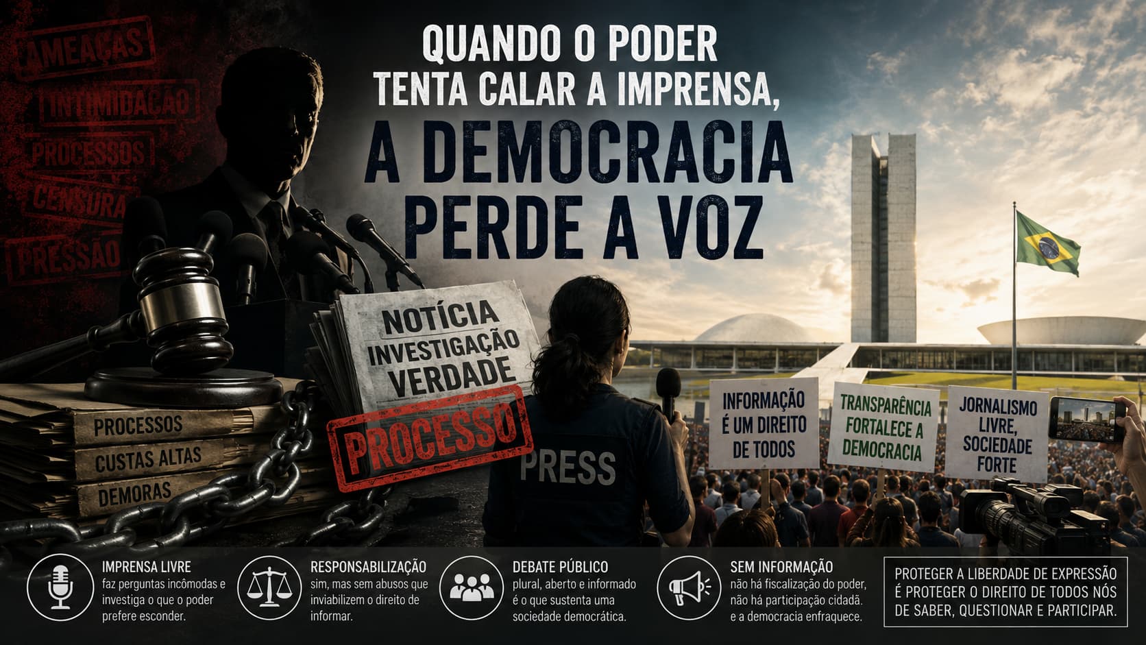 Quando o poder tenta calar a imprensa, a democracia perde a voz